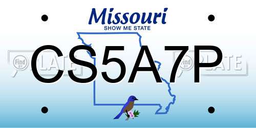 CS5A7P Missouri License Plate
