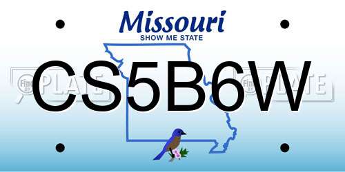 CS5B6W Missouri License Plate