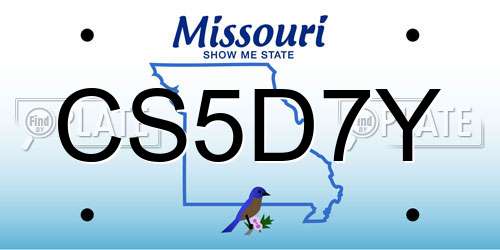 CS5D7Y Missouri License Plate