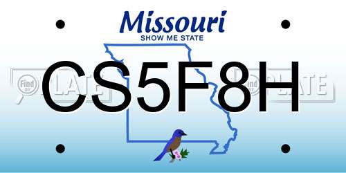 CS5F8H Missouri License Plate