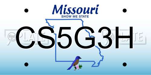CS5G3H Missouri License Plate