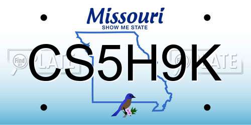 CS5H9K Missouri License Plate