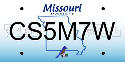 CS5M7W Missouri License Plate