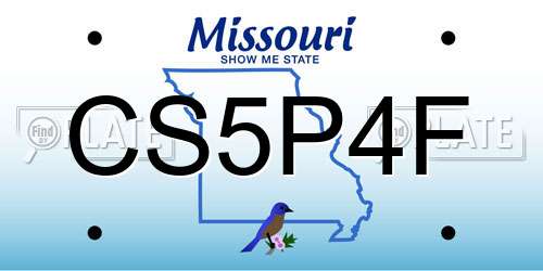 CS5P4F Missouri License Plate