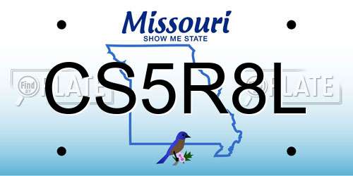 CS5R8L Missouri License Plate