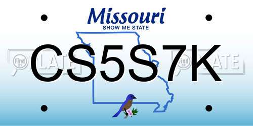 CS5S7K Missouri License Plate