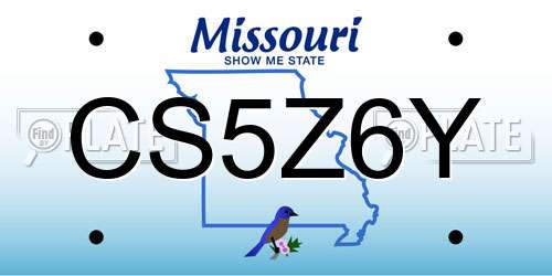 CS5Z6Y Missouri License Plate