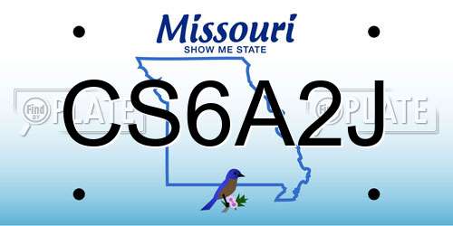 CS6A2J Missouri License Plate
