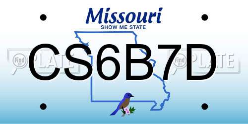 CS6B7D Missouri License Plate