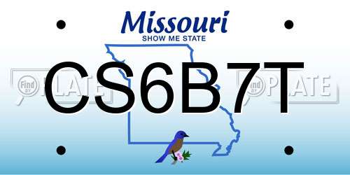 CS6B7T Missouri License Plate