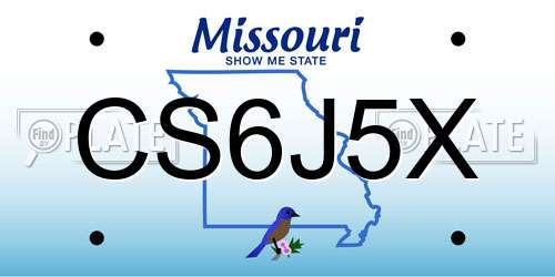 CS6J5X Missouri License Plate