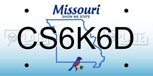 CS6K6D Missouri License Plate