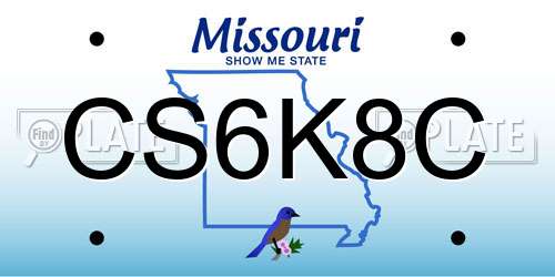 CS6K8C Missouri License Plate