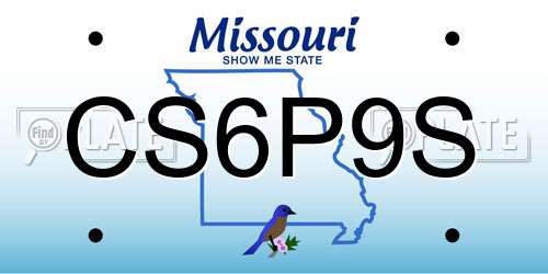 CS6P9S Missouri License Plate