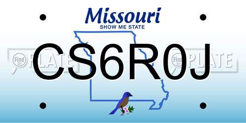 CS6R0J Missouri License Plate
