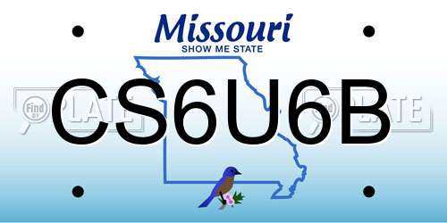 CS6U6B Missouri License Plate