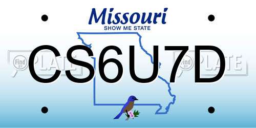 CS6U7D Missouri License Plate