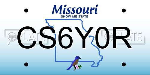 CS6Y0R Missouri License Plate