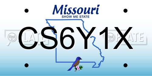 CS6Y1X Missouri License Plate