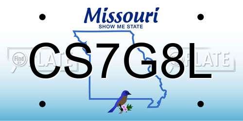 CS7G8L Missouri License Plate