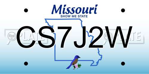 CS7J2W Missouri License Plate