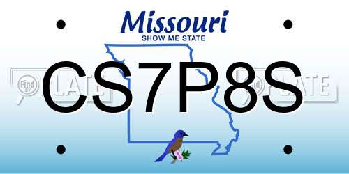 CS7P8S Missouri License Plate