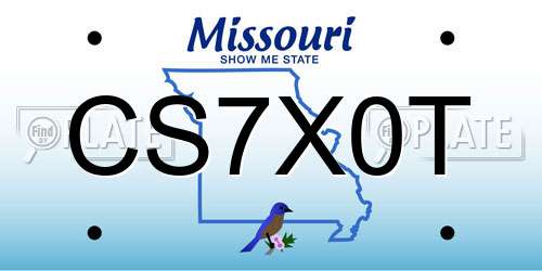 CS7X0T Missouri License Plate