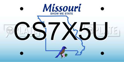 CS7X5U Missouri License Plate