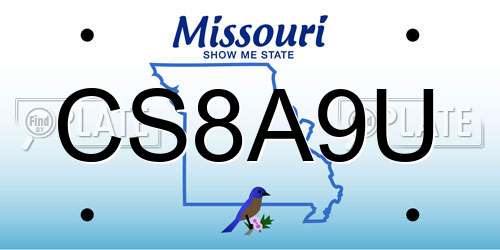 CS8A9U Missouri License Plate