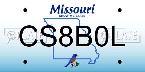 CS8B0L Missouri License Plate