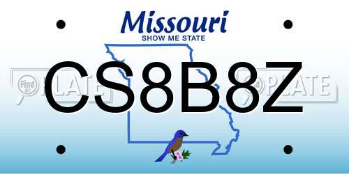 CS8B8Z Missouri License Plate
