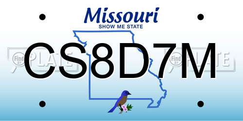 CS8D7M Missouri License Plate