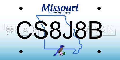 CS8J8B Missouri License Plate