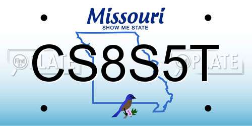 CS8S5T Missouri License Plate