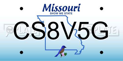 CS8V5G Missouri License Plate