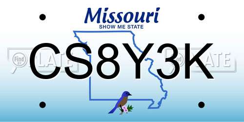 CS8Y3K Missouri License Plate