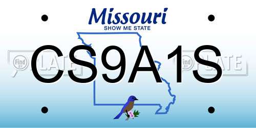 CS9A1S Missouri License Plate