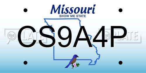 CS9A4P Missouri License Plate
