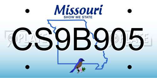 CS9B905 Missouri License Plate