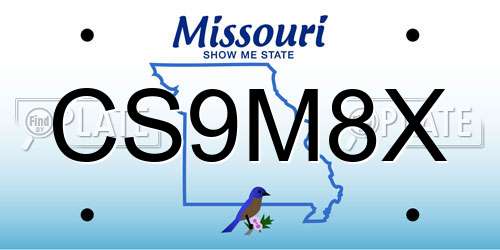 CS9M8X Missouri License Plate