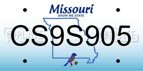 CS9S905 Missouri License Plate