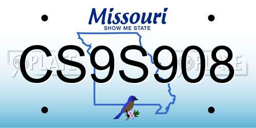 CS9S908 Missouri License Plate