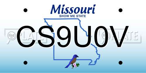 CS9U0V Missouri License Plate