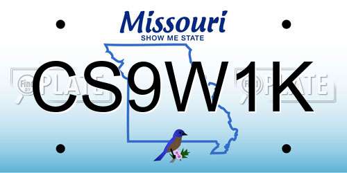 CS9W1K Missouri License Plate