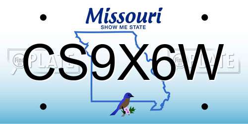 CS9X6W Missouri License Plate