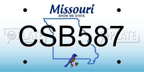 CSB587 Missouri License Plate