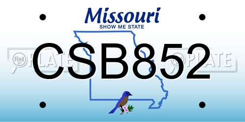 CSB852 Missouri License Plate