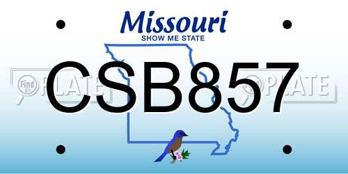 CSB857 Missouri License Plate