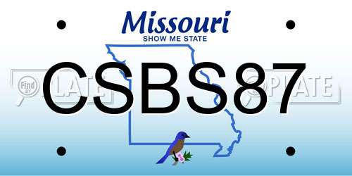 CSBS87 Missouri License Plate