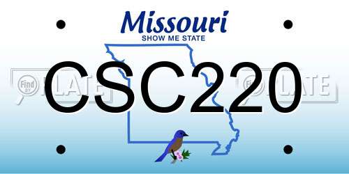 CSC220 Missouri License Plate